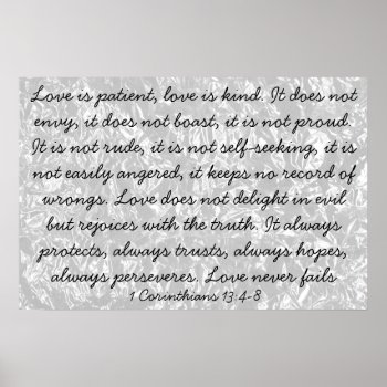 Love Is Bible Verse 1 Corinthians 13:4-8 Poster by LPFedorchak at Zazzle