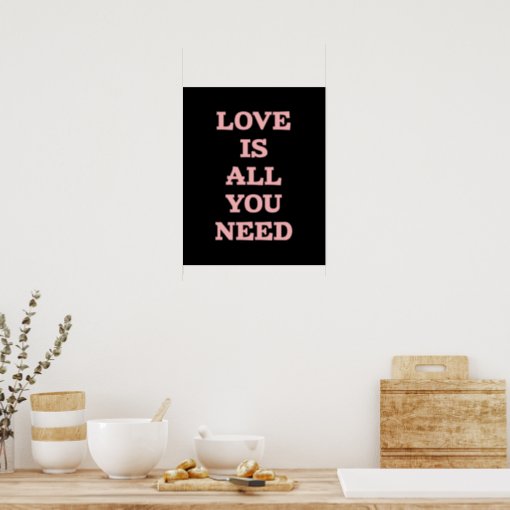 Love Is- Black and Pink Inspirational Quote Poster | Zazzle