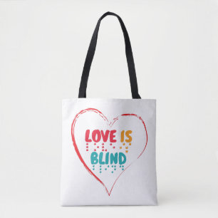 Love Is Blind Braille Heart Tote Bag