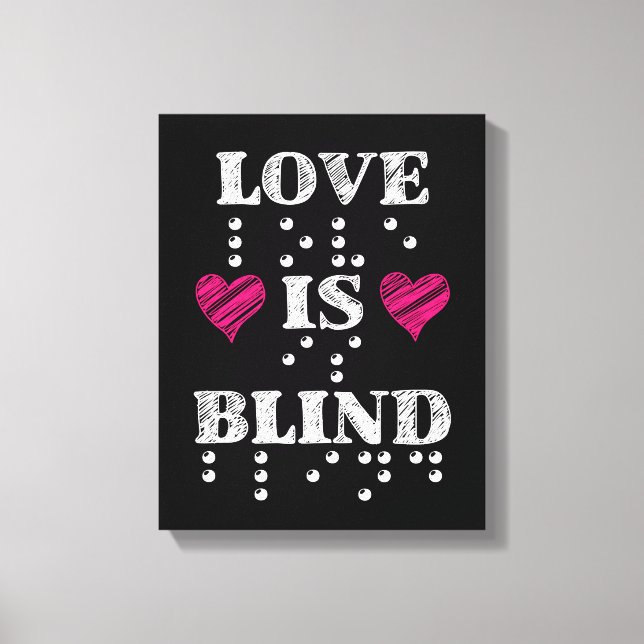 Love Is Blind Braille Hearts Canvas Print (Front)