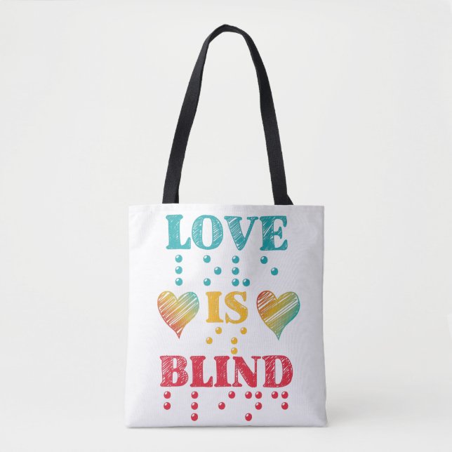 Love Is Blind Braille Hearts Tote Bag (Front)