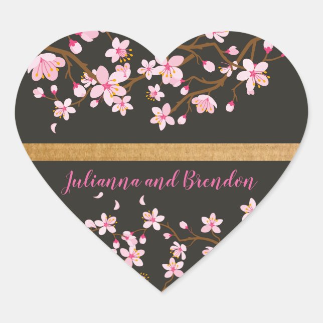 Love is Blooming Cherry Blossom    Heart Sticker (Front)