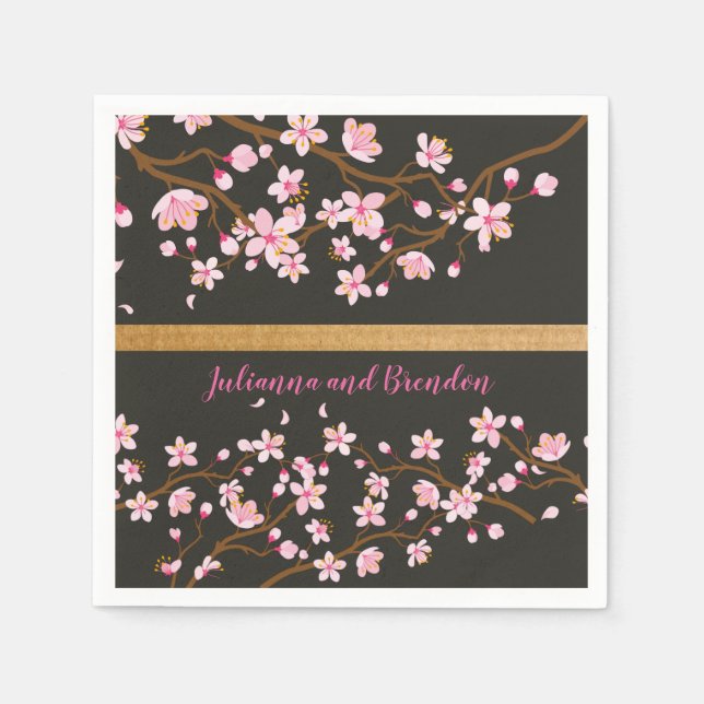 Love is Blooming Cherry Blossom  Paper   Napkins (Front)