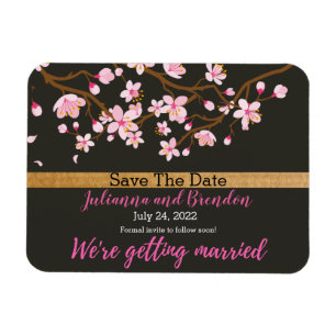 Love is Blooming Cherry Blossom Save the Date Magnet