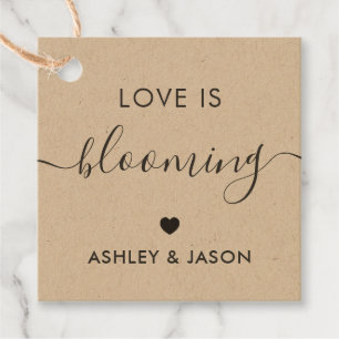 Love is Blooming, Flowers Gift Tag, Wedding, Kraft Favor Tags