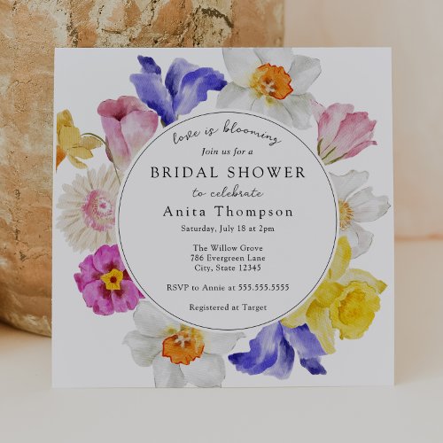 Love is Blooming Spring Floral Bridal Shower Invitation