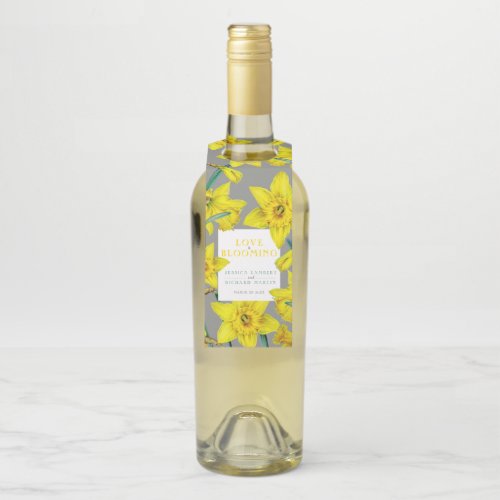 Love is blooming watercolor yellow spring wedding bottle hanger tag