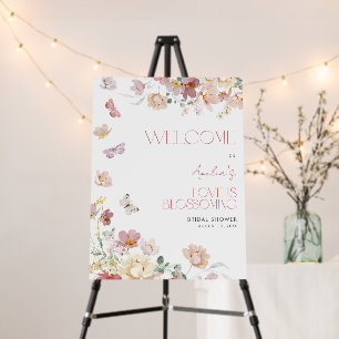 Love is Blossoming Pink Bridal Shower Welcome Foam Board