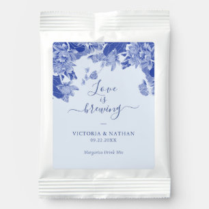 "Love is brew" Blue Chinoierie Wedding Favor Margarita Drink Mix