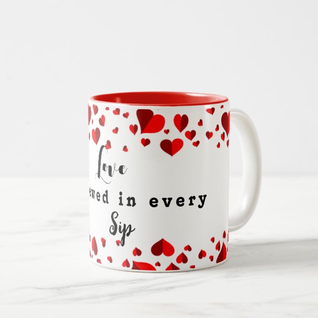 Love is brewed in every sip Two-Tone coffee mug (Front Right)