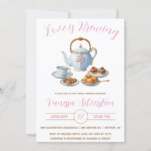Love is Brewing, Afternoon Tea, Bridal Shower Invitation