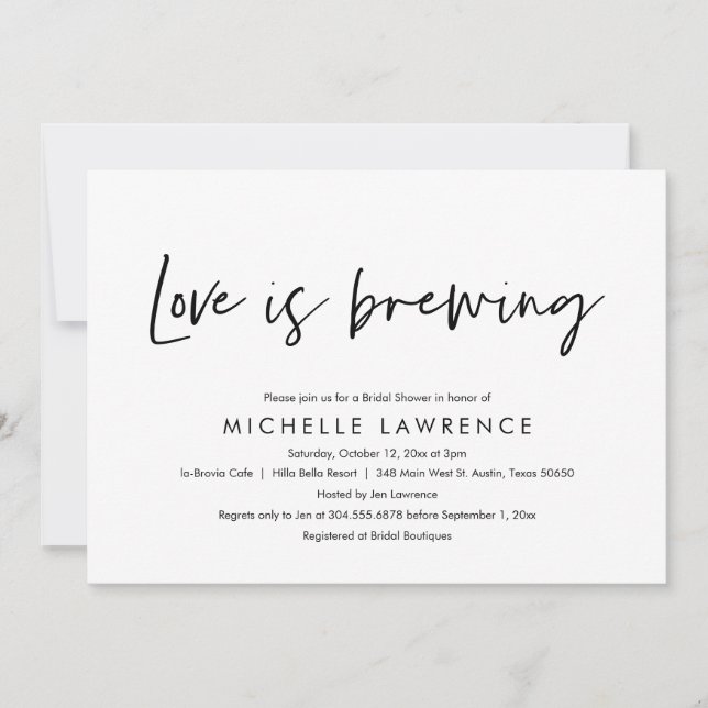Love is brewing, Afternoon Tea Party Bridal Shower Invitation (Front)