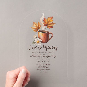 Love Is Brewing Autumn Coffee Bridal Shower Acrylic Invitations