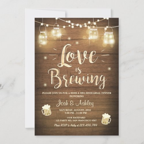 Love is brewing bbq rehearsal bridal shower Wood Invitation