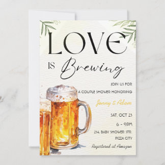 Love is Brewing Beer Bridal Couple Wedding Shower  Invitation