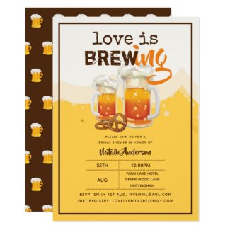 Love Is Brewing BEER Bridal Couples Shower Modern Invitation