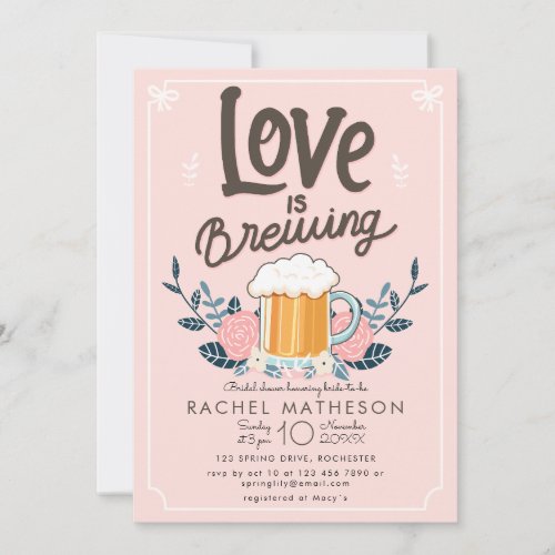 Love is brewing beer bridal shower invitation