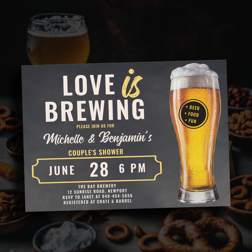 Love is Brewing Beer Couple&#39;s Coed Shower                    Chalk Invitation
