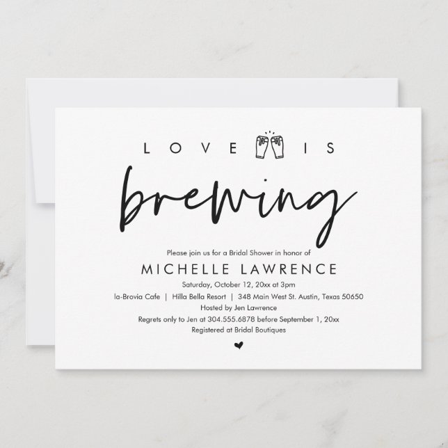 Love is brewing, Beer Party Bridal Shower Invitation (Front)
