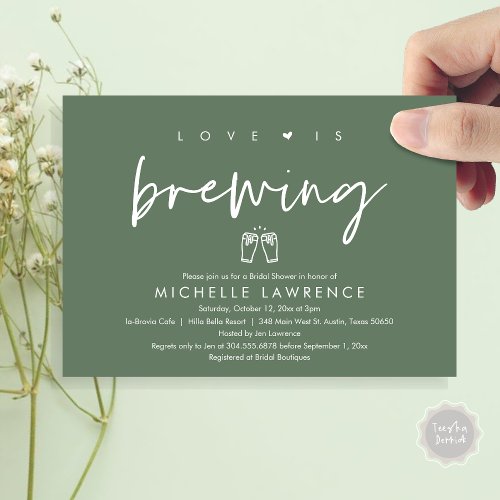 Love is brewing Beer Party Bridal Shower Invitation