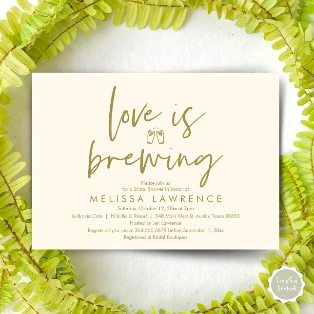 Love is brewing, Beer Party Bridal Shower Invitation (Love is brewing, Beer Party Bridal Shower Invitation Card, PDF, in Summer Yellow Gold
)