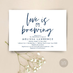 Love is brewing, Beer Party Bridal Shower, Navy Invitation