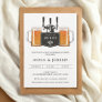Love is brewing Beer Pizza Casual Rehearsal Dinner Invitation