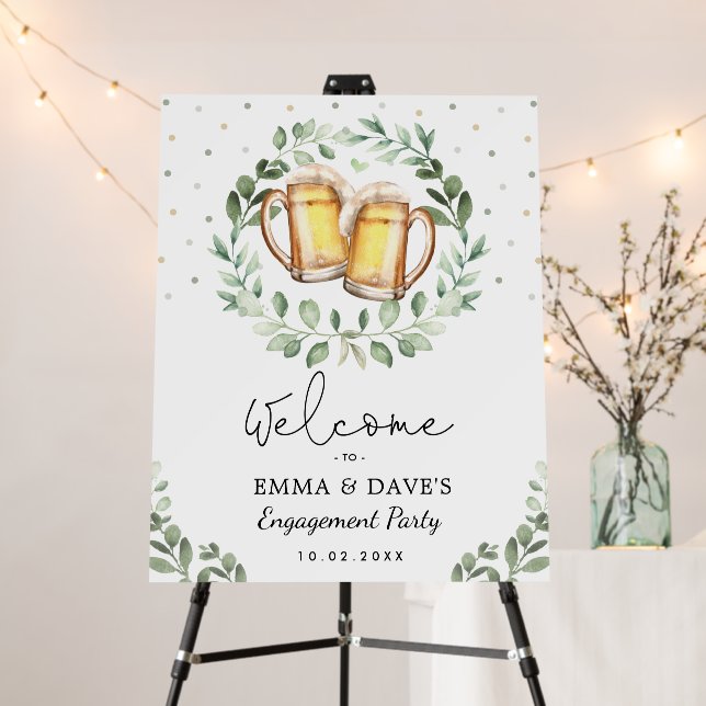 Love is Brewing Beers Cheers Wedding Party Welcome Foam Board (In Situ (Stand))