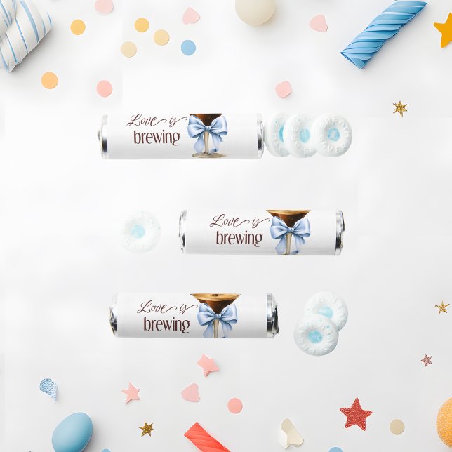 Love is Brewing Blue Bow Coffee Bridal Shower Breath Savers® Mints (Creator Uploaded)