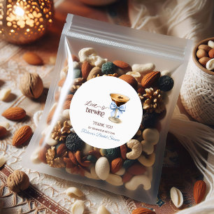 Love is Brewing Blue Bow Coffee Bridal Shower Classic Round Sticker