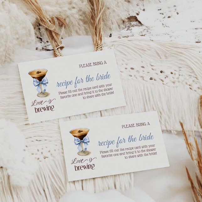 Love is Brewing Blue Bow Coffee Bridal Shower Enclosure Card (Creator Uploaded)