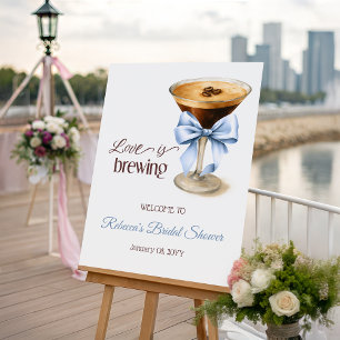 Love is Brewing Blue Bow Coffee Bridal Shower Foam Board