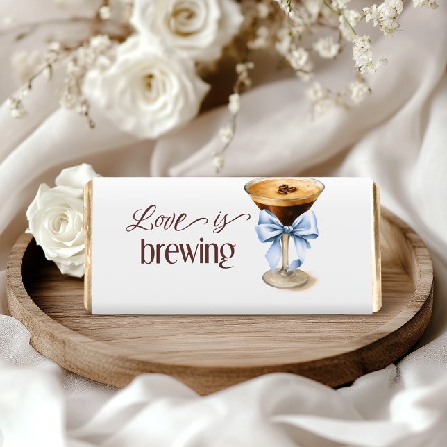 Love is Brewing Blue Bow Coffee Bridal Shower Hershey Bar Favors (Creator Uploaded)