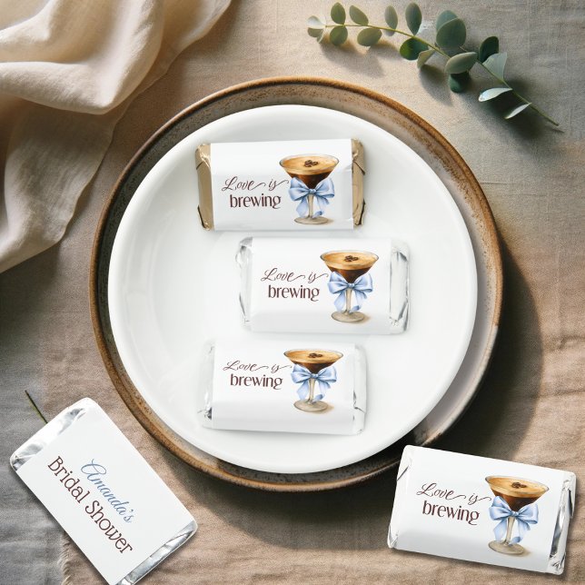 Love is Brewing Blue Bow Coffee Bridal Shower Hershey's Miniatures (Creator Uploaded)