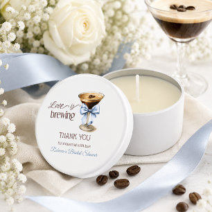 Love is Brewing Blue Bow Coffee Bridal Shower Mini Candle Favors