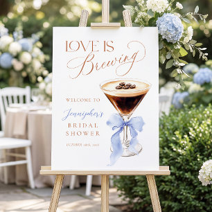 Love is Brewing Blue Bridal Shower Welcome Sign