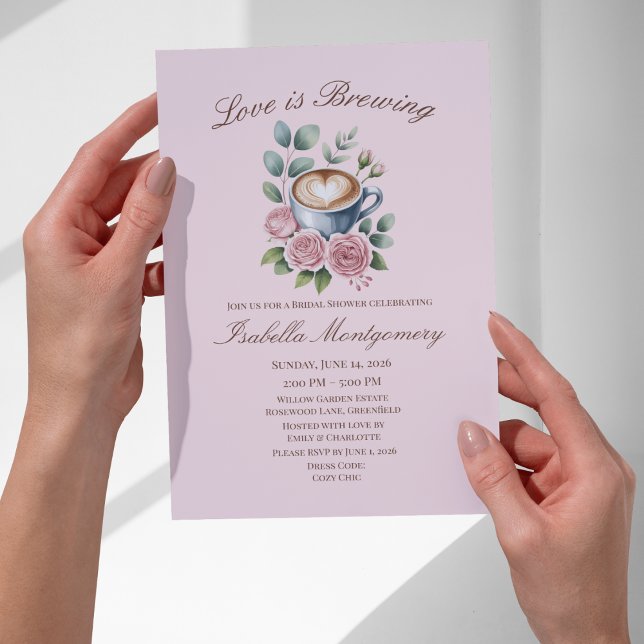 Love Is Brewing Blush Latte Bridal Shower Invitation (Love Is Brewing Blush Latte Bridal Shower Invitations
)