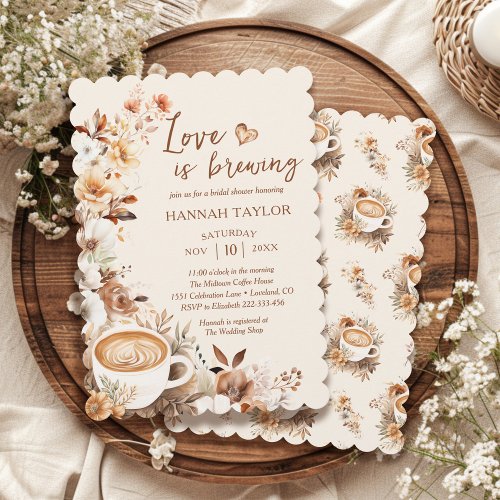 Love Is Brewing Boho Coffee Bridal Shower Invitation