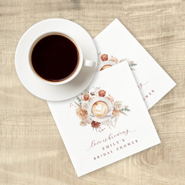 Love is Brewing Boho Rustic Floral Bridal Shower Napkins (Creator Uploaded)