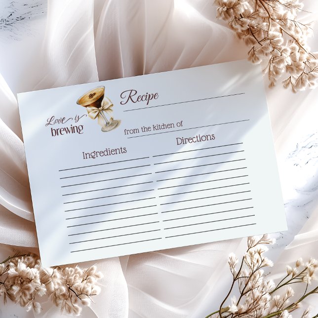 Love is Brewing Bow Bridal Shower Recipe Card (Creator Uploaded)