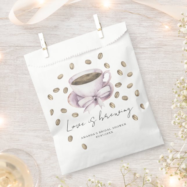 Love is brewing Bow Coffee Bridal shower Favor Bag (Clipped)