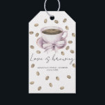 Love is brewing Bow Coffee Bridal shower Gift Tags<br><div class="desc">Watercolor coffee beans and elegant cup of coffee with bow. Love is brewing bridal shower. Coffee themed bridal shower.</div>