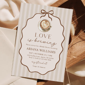 Love is Brewing Bow Coffee Bridal Shower Invitation