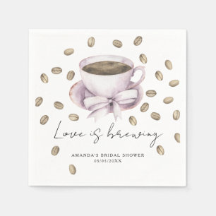 Love is brewing Bow Coffee Bridal shower Napkins