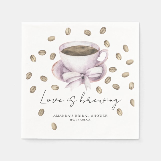Love is brewing Bow Coffee Bridal shower Napkins (Front)
