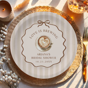 Love is Brewing Bow Coffee Bridal Shower  Paper Plates