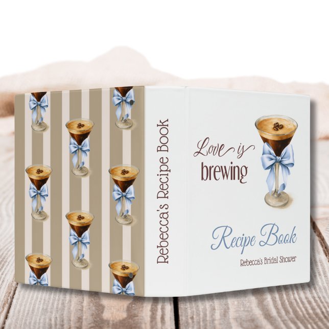 Love is Brewing Bow Coffee Bridal Shower Recipe 3 Ring Binder (Creator Uploaded)