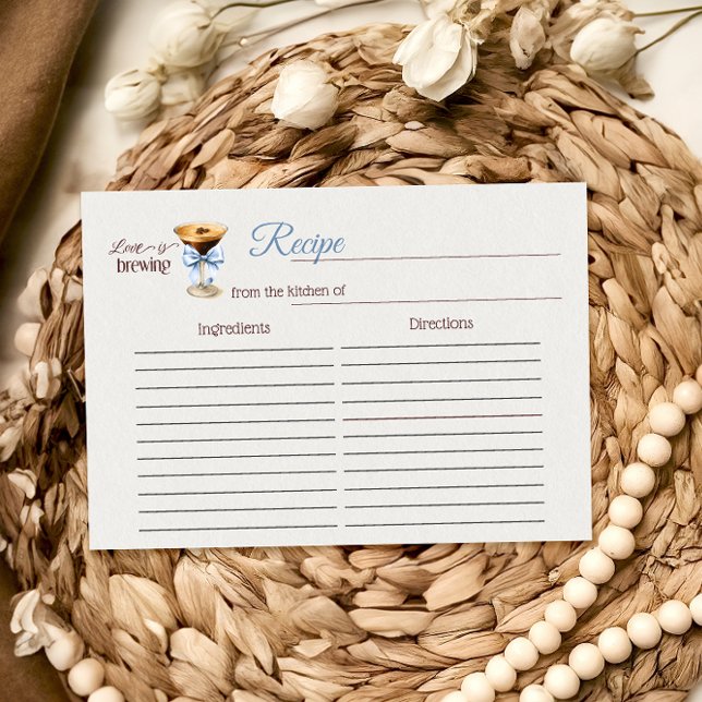 Love is Brewing Bow Coffee Bridal Shower Recipe Note Card (Creator Uploaded)