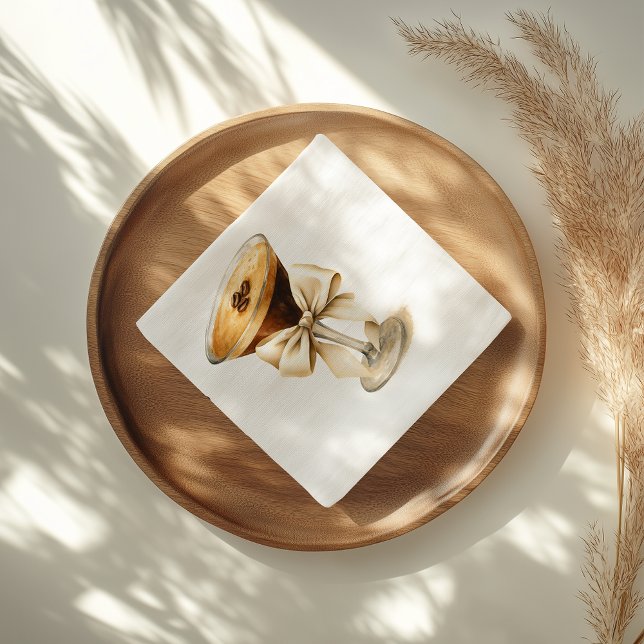 Love is Brewing Bow Espresso Martini Bridal Shower Cloth Napkin (Creator Uploaded)