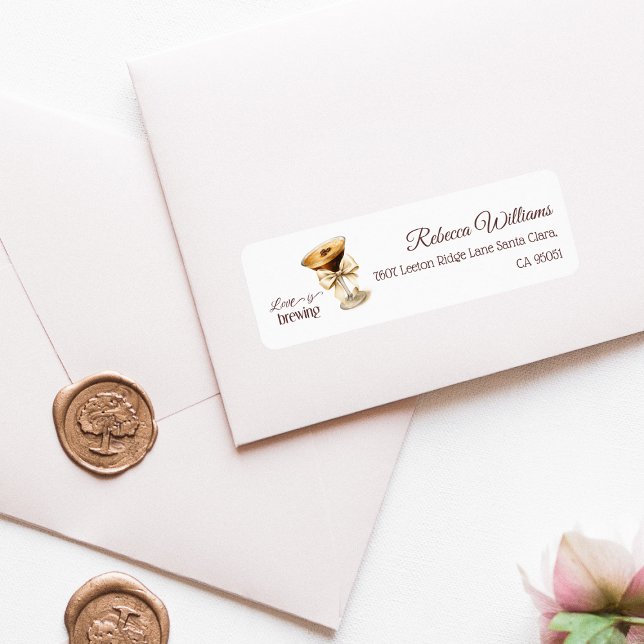 Love is Brewing Bow Espresso Martini Bridal Shower Label (Creator Uploaded)